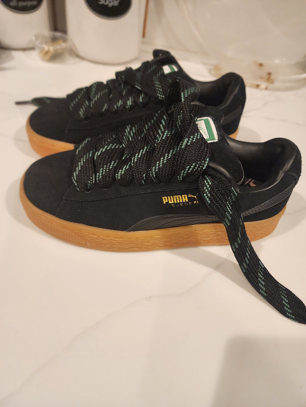 Puma Suede XL Skate Platform Sneakers in Black with Gum Sole